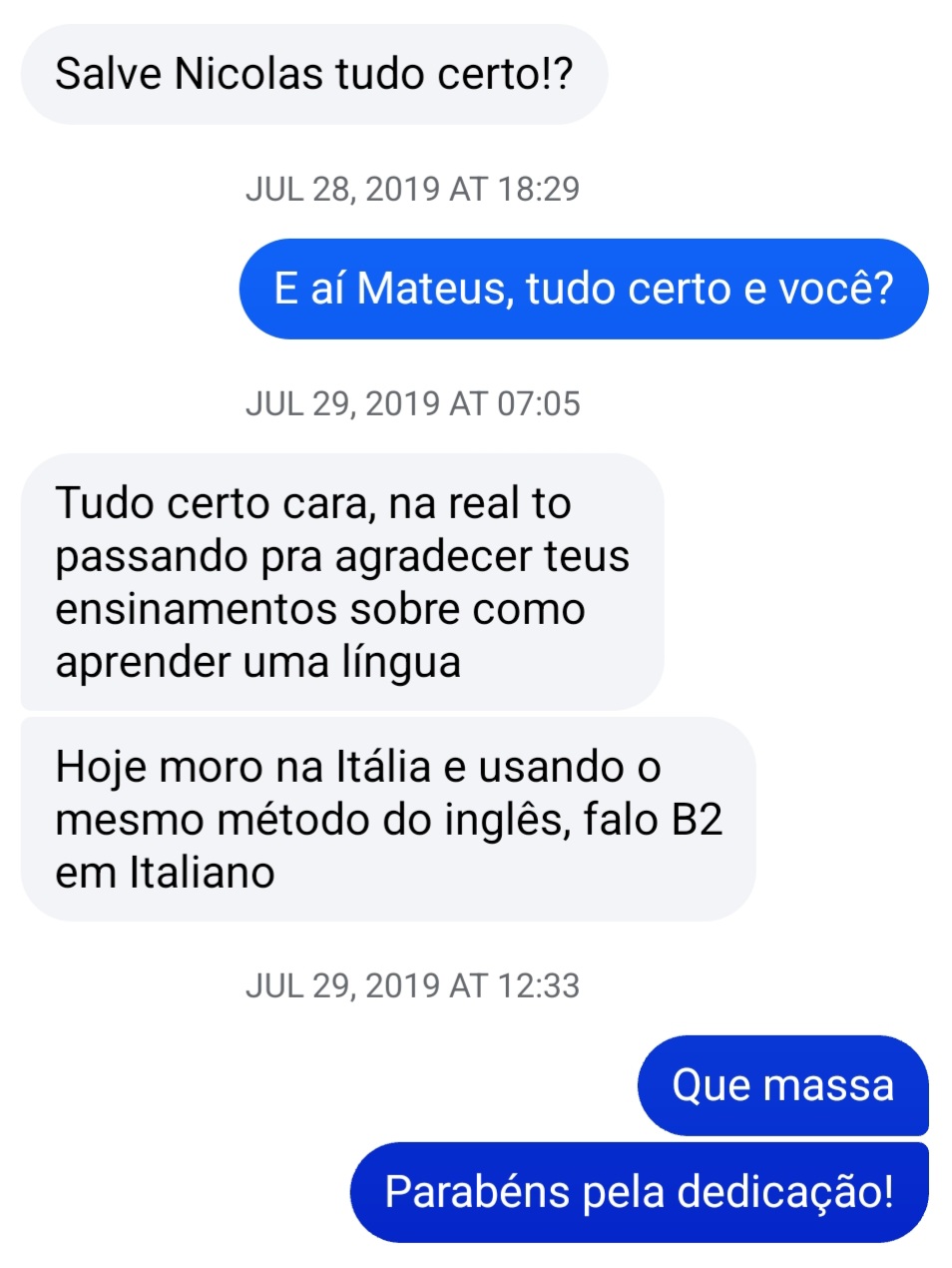 Depoimento do aluno